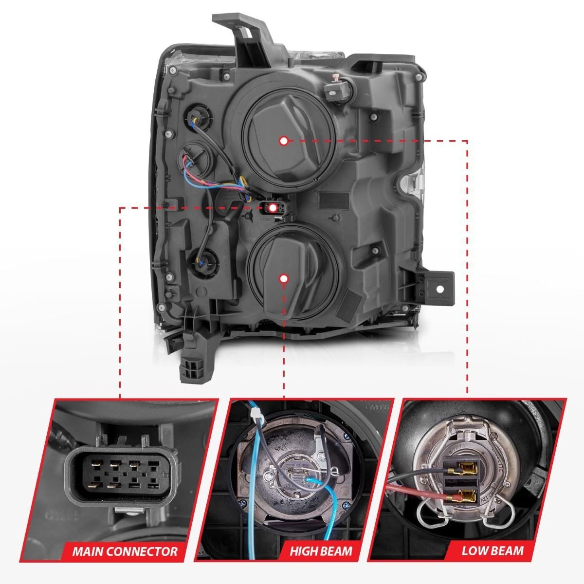 Chevy Silverado 15-19 2500hd/3500hd Projector Switchback Headlights - Black - Image 5