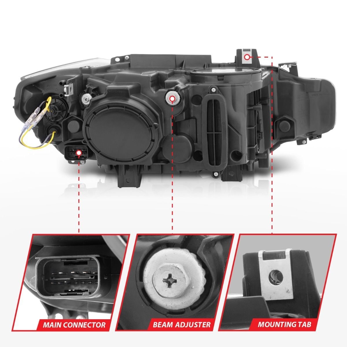 BMW 3 Series F30 12-15 4DRr Projector Headlights U-bar Black - Image 5