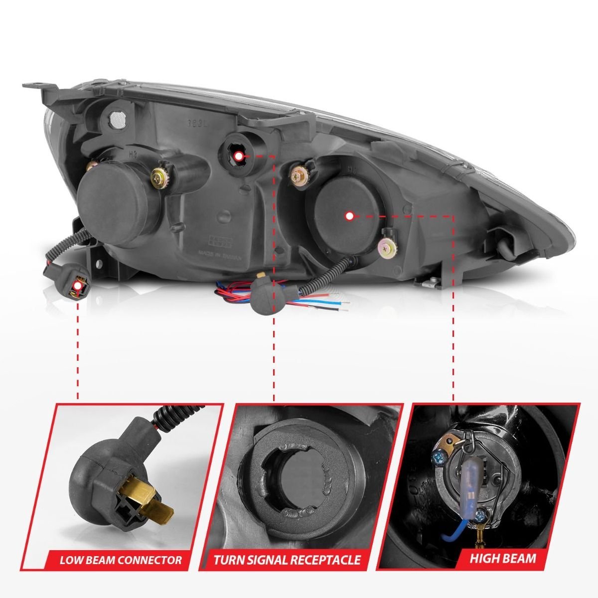 Acura RSX 02-04 Projector Led Halo Headlights Black - Image 5