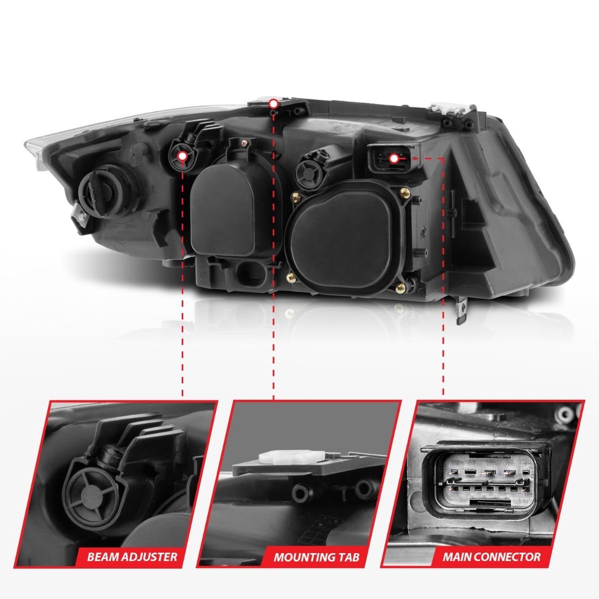 BMW 3 Series E90/E91 06-08 Projector Headlights Black - Image 5