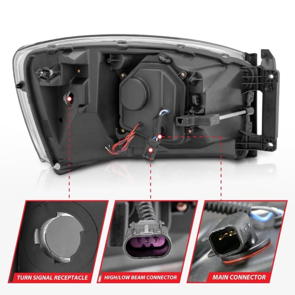 Dodge Ram 1500 06-08 / Ram 2500/3500 06-09 Projector Headlights W/ U-bar Light W/ Black Housing