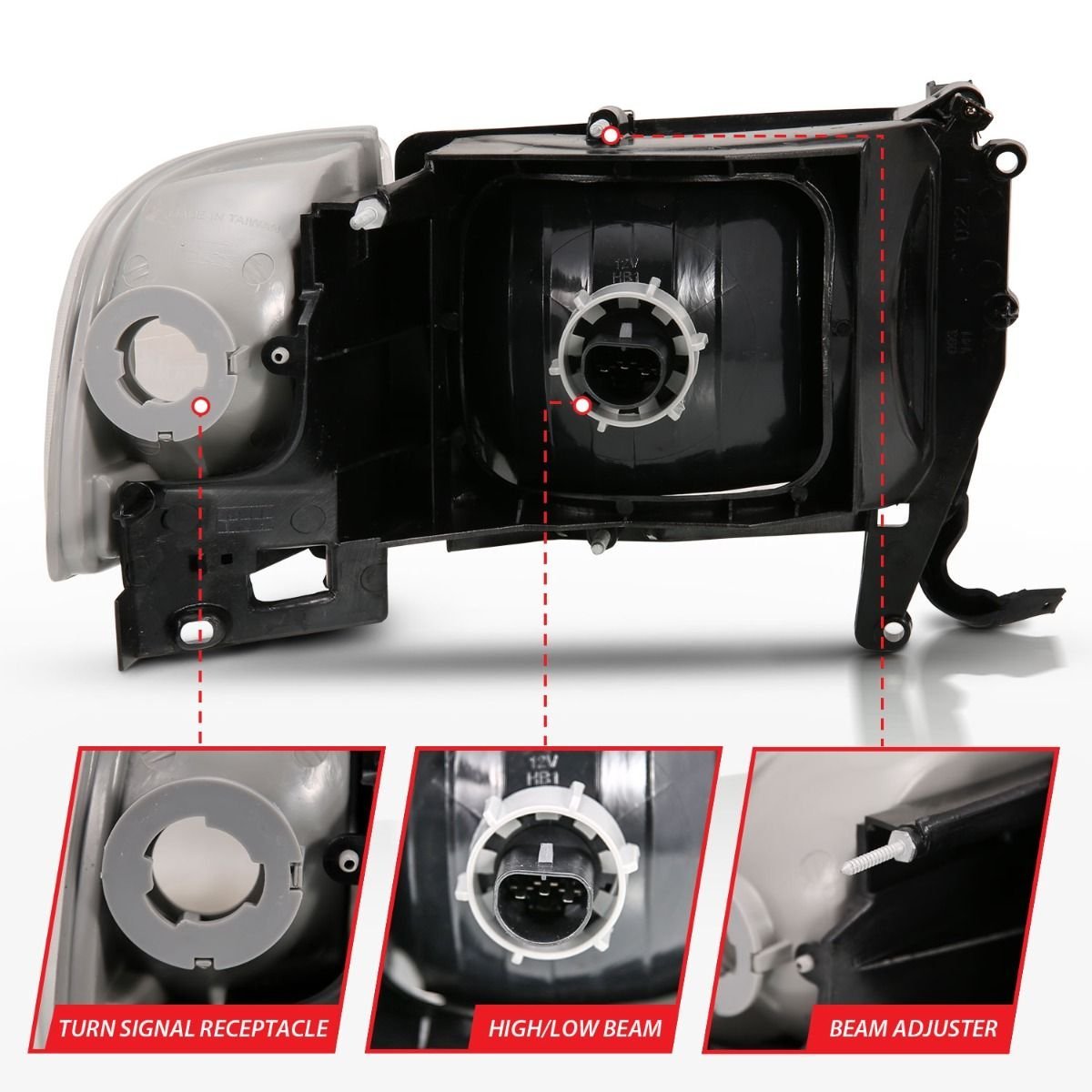Dodge Ram 1500 94-01 / Ram 2500/3500 94-02 / Ram Sport Model 94-98 Crystal Headlights Chrome W/Corner Light 2pc - Image 5