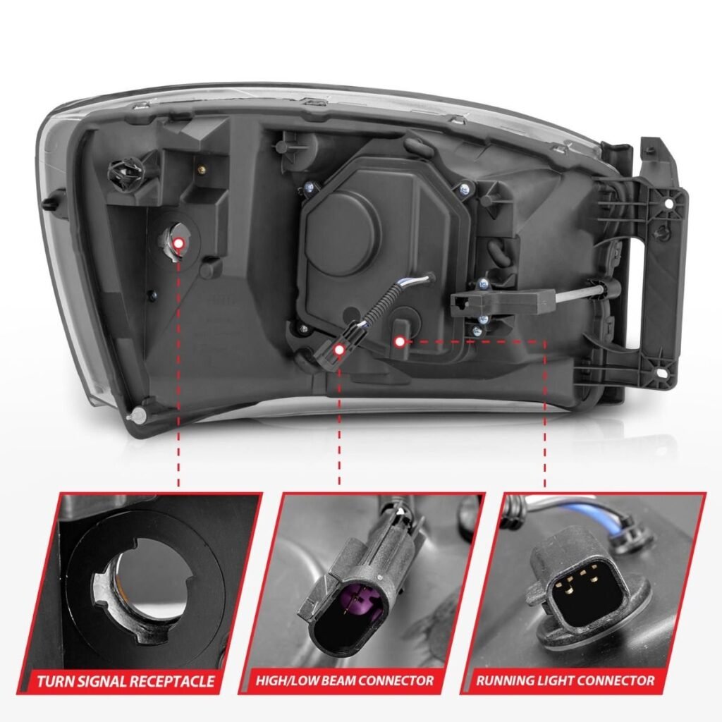 Dodge Ram 1500 06-08 / Ram 2500/3500 06-09 Projector Headlights Black W/ Rx Halo