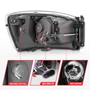 Dodge Ram 1500 06-08 / Ram 2500/3500 06-09 Projector Headlights Chrome Housing - Image 5