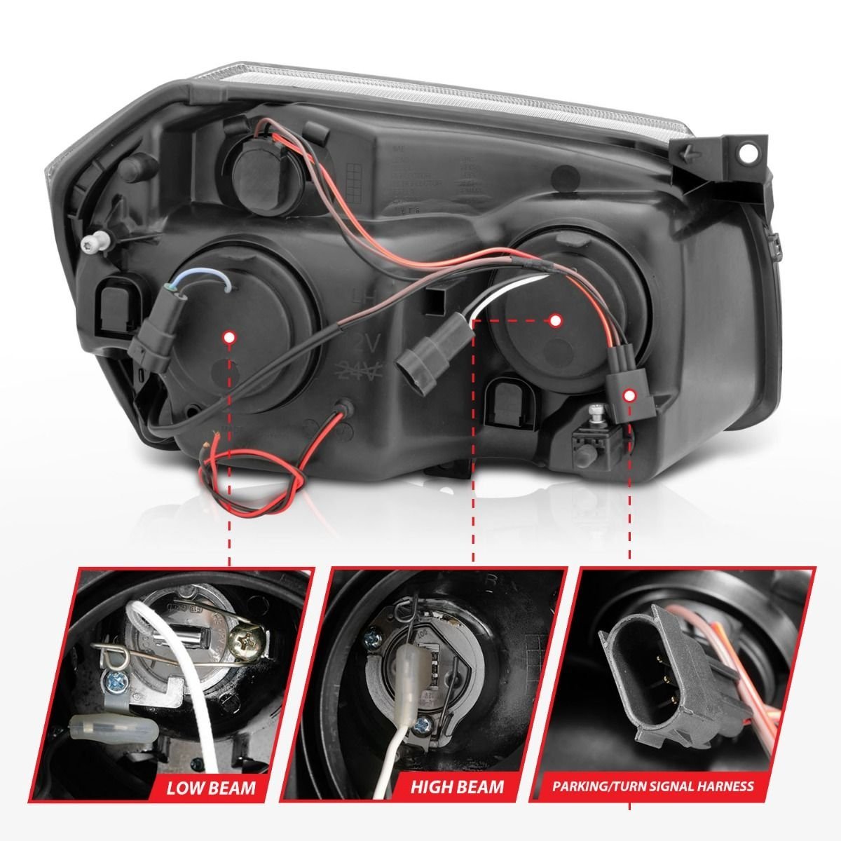 Dodge Magnum 05-07 Projector Headlights Black W/ Rx Halo - Image 5