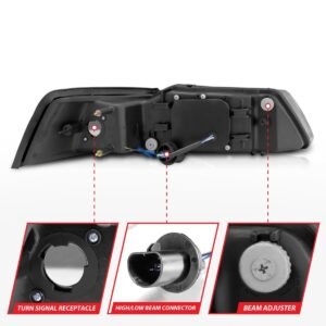 Ford Mustang 99-04 Projector Headlights Black Housing - Image 5