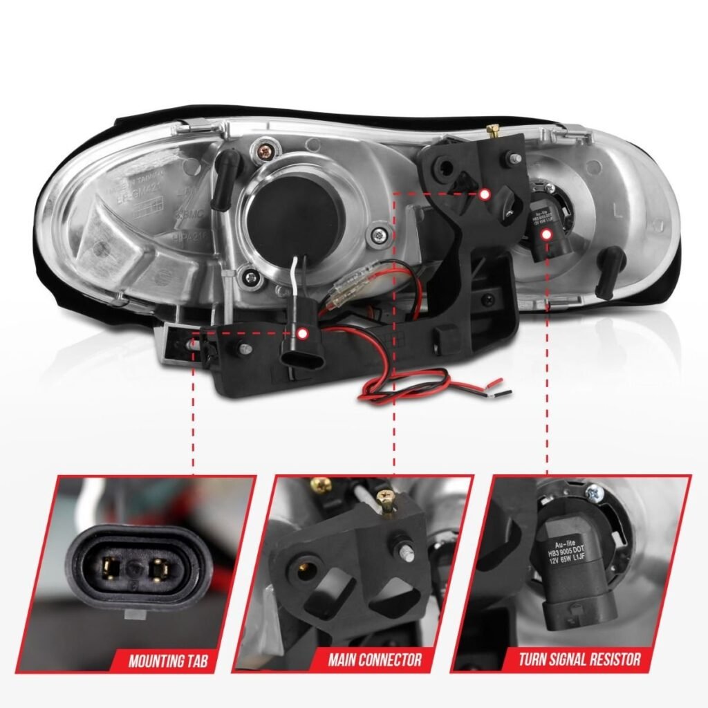 CHEVY CAMARO 98-02 PROJECTOR HEADLIGHTS CHROME W/ RX HALO