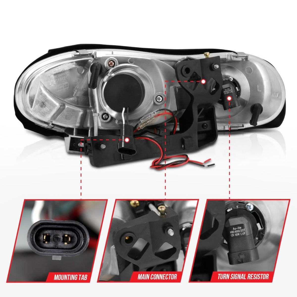 CHEVY CAMARO 98-02 PROJECTOR HEADLIGHTS CHROME W/ RX HALO - Image 5