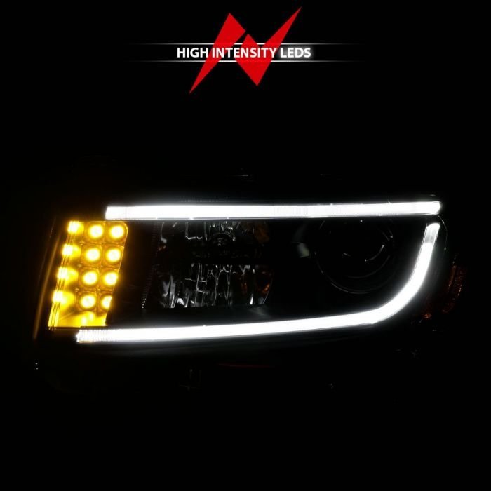 Jeep Grand Cherokee 14-15 Projector Headlights Plank Style Black Housing