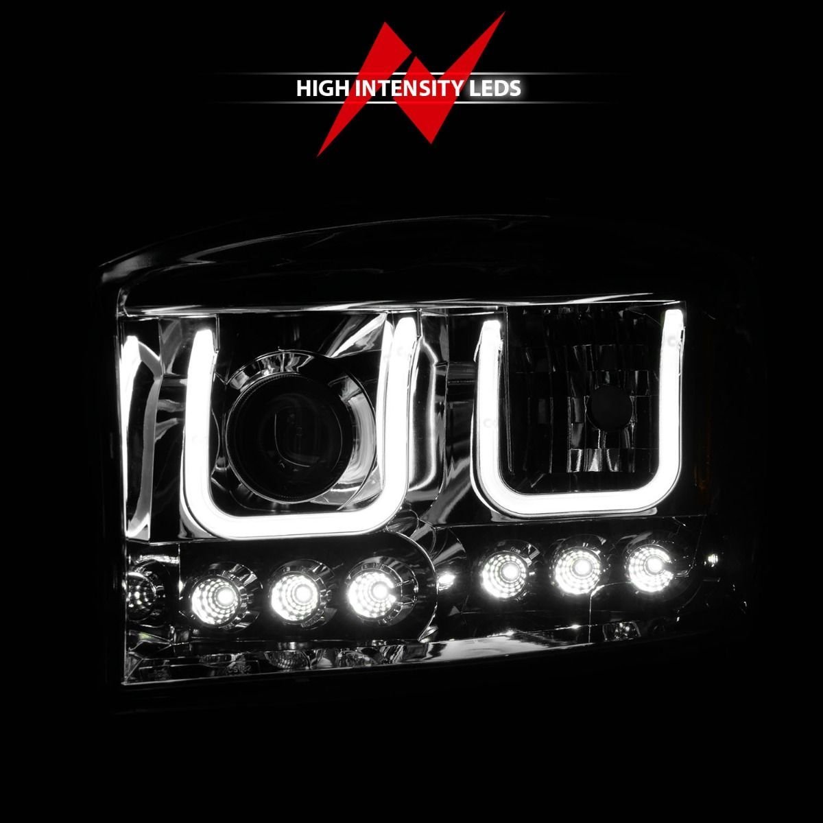 DODGE RAM 1500 06-08 / RAM 2500/3500 06-09 PROJECTOR HEADLIGHTS W/ U-BAR CHROME HOUSING - Image 6