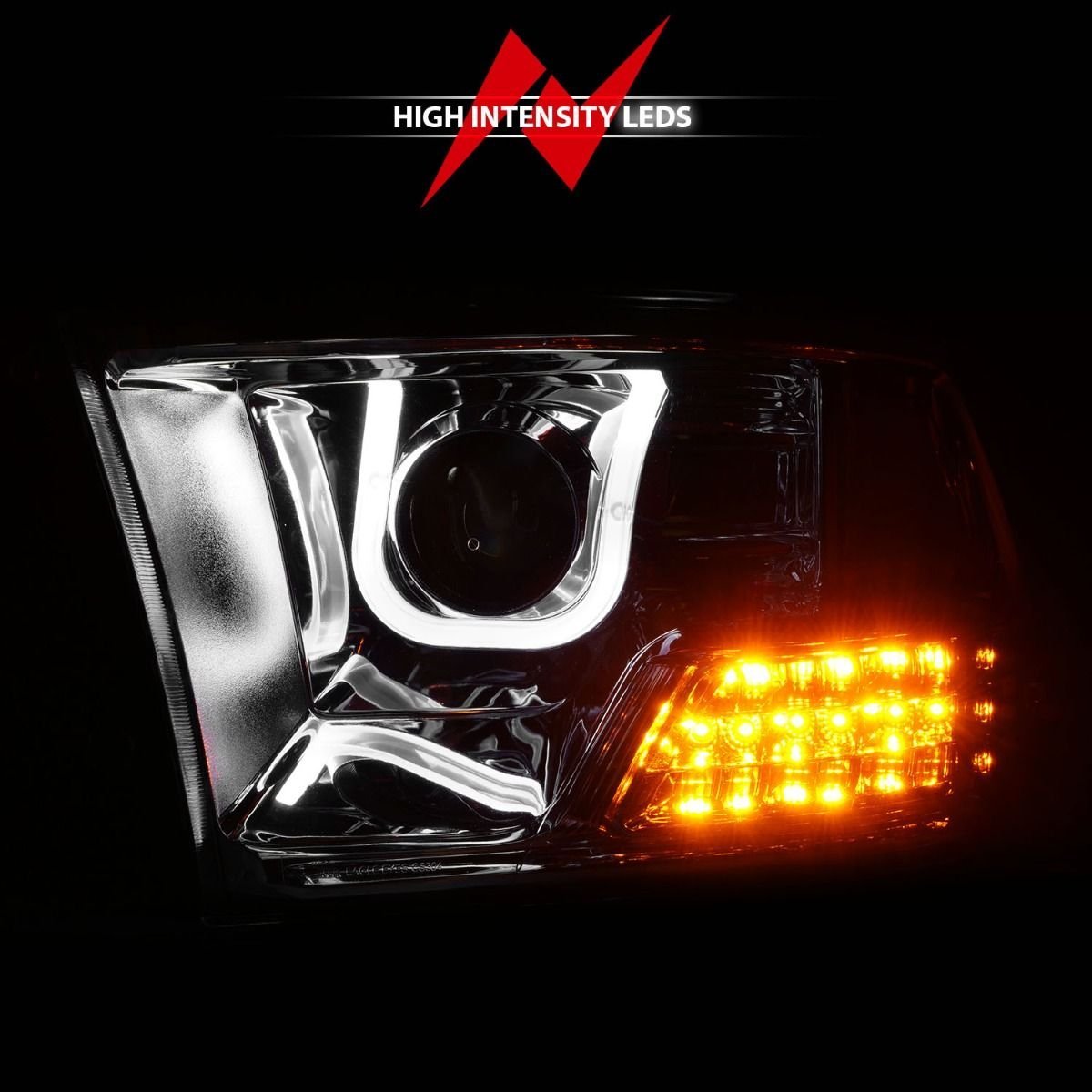 Dodge Ram 1500 09-18 / Ram 2500/3500 10-18 U-bar Projector Headlights Chrome - Image 6