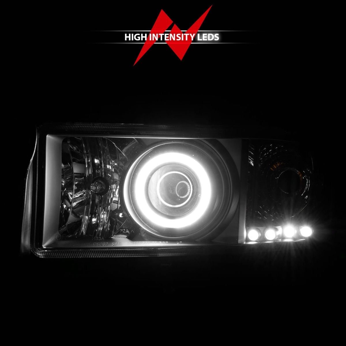Dodge Ram 1500 94-01 / Ram 2500/3500 94-02 / Ram Sport Model 94-98 Projector Headlights Black W/Rx Halo - Image 6
