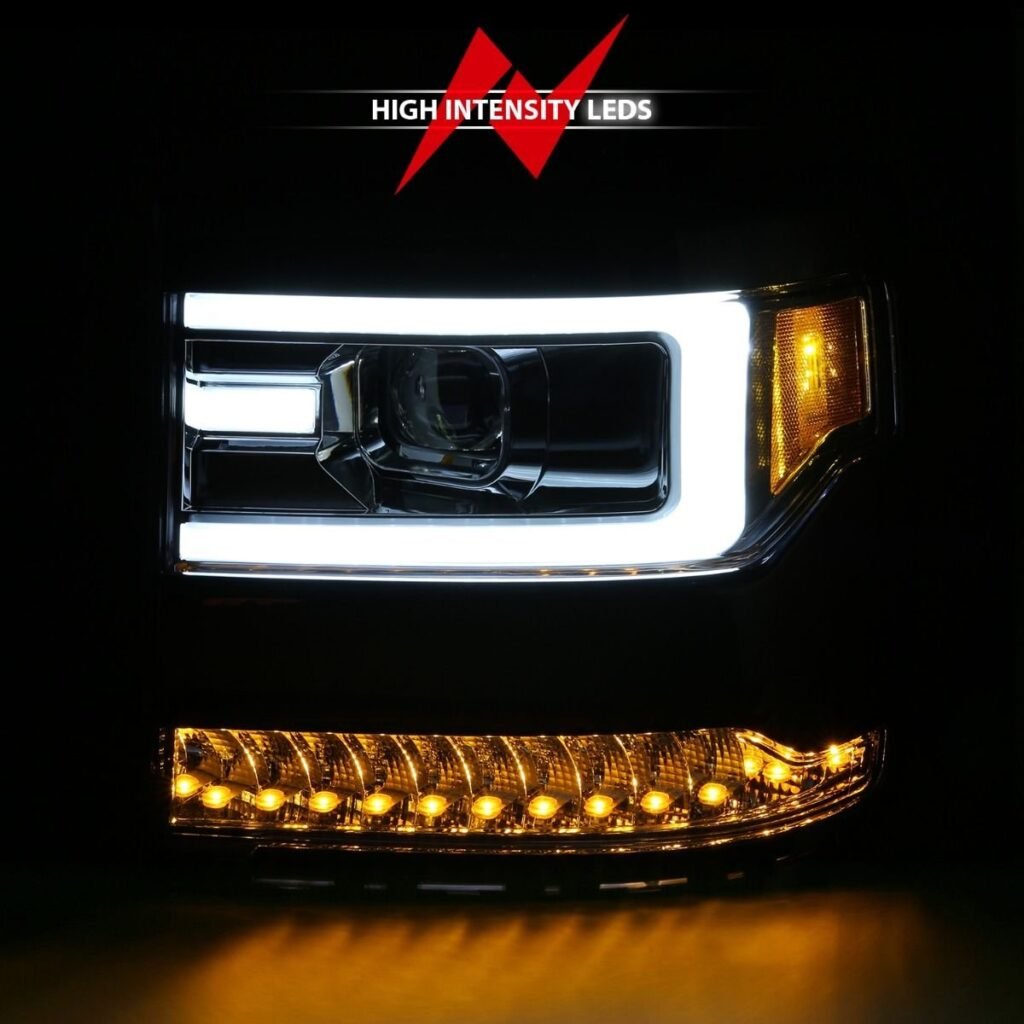 Chevy Silverado 1500 16-18 Projector Plank Style Headlights - Chrome