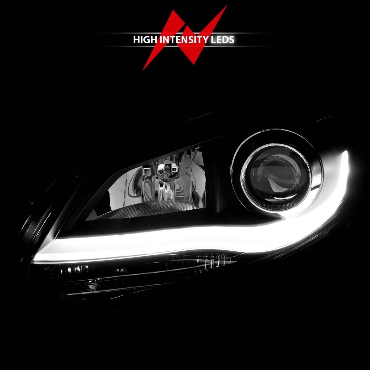 Ford Focus 12-14 Projector Plank Style Headlights Black - Image 6