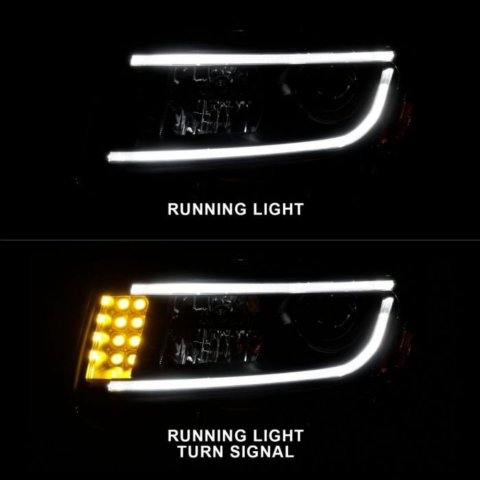 Jeep Grand Cherokee 14-15 Projector Headlights Plank Style Black Housing