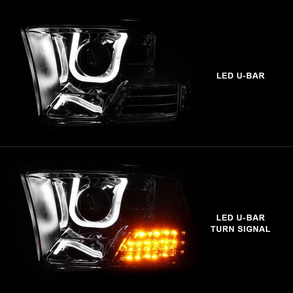 Dodge Ram 1500 09-18 / Ram 2500/3500 10-18 U-bar Projector Headlights Chrome - Image 7