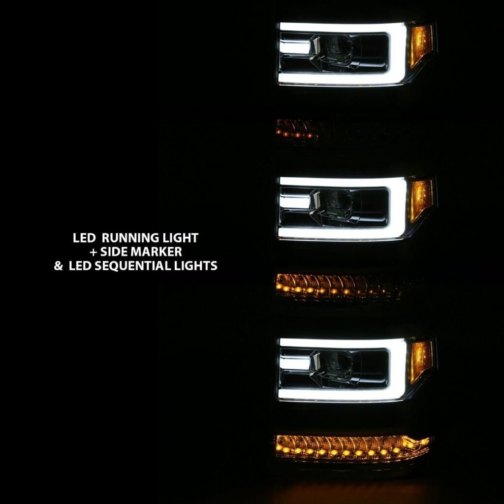 Chevy Silverado 1500 16-18 Projector Plank Style Headlights - Chrome