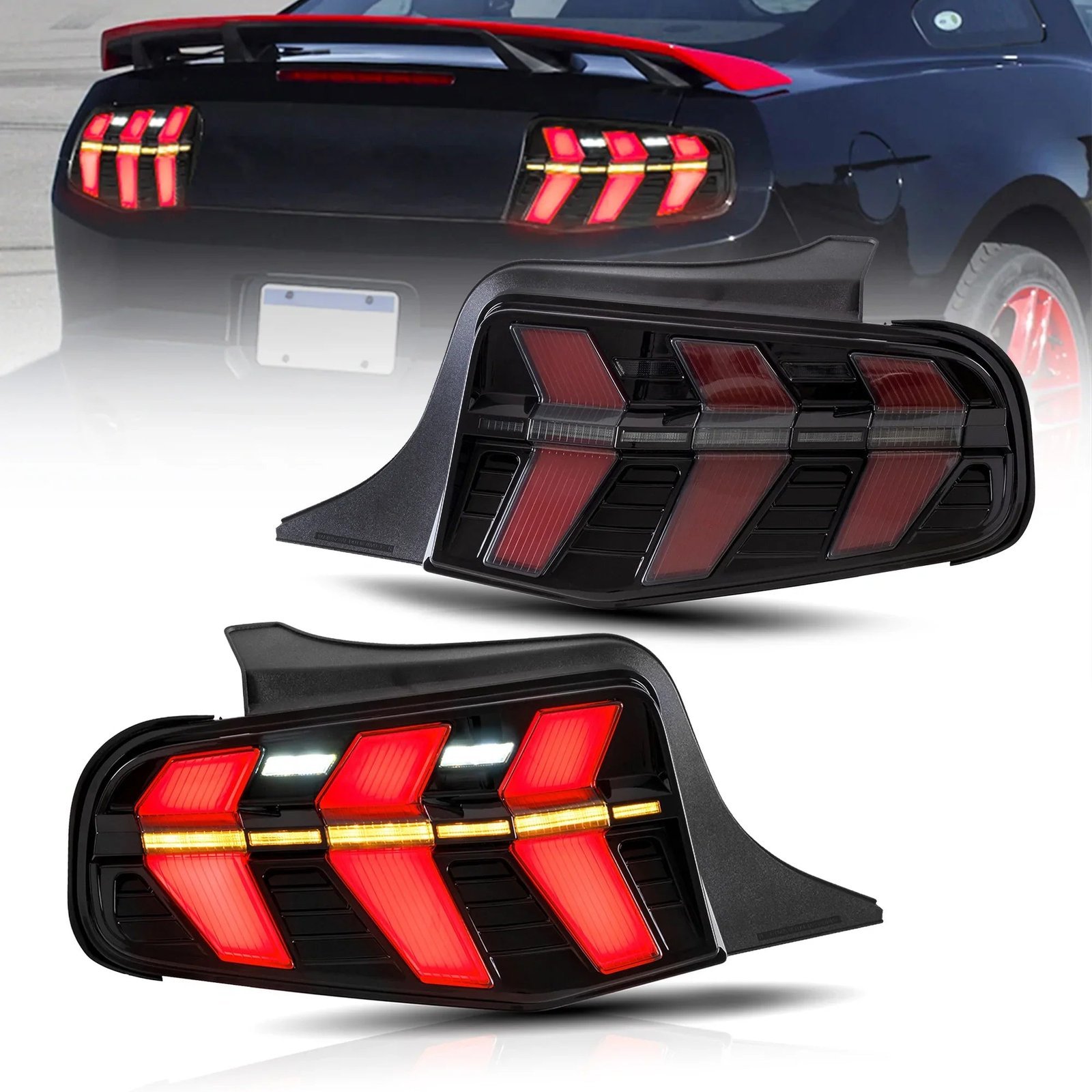 VLAND LED Tail Lights For Ford Mustang 2010 2011 2012 with 7 Lighting Modes [DOT.] - Image 1