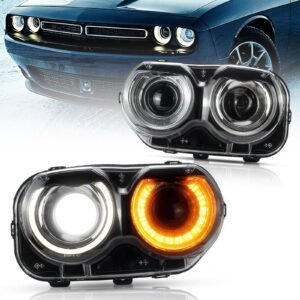 VLAND LED Halo Headlights For Dodge Challenger 2015-2020 With Sequential Turn Signals - Image 7