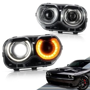 VLAND LED Halo Headlights For Dodge Challenger 2015-2020 With Sequential Turn Signals - Image 1