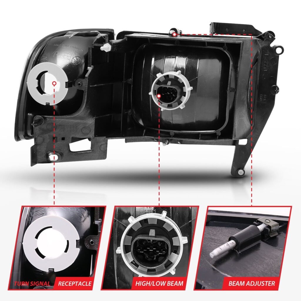 Dodge Ram 1500 94-01 / Ram 2500/3500 94-02/ Ram Sport Model 94-98 Crystal Headlights Black W/Corner Light 2pc