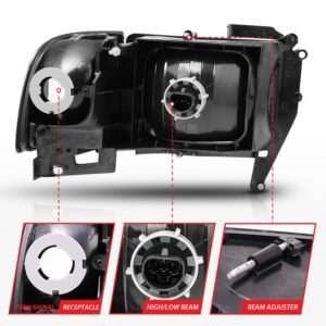 Dodge Ram 1500 94-01 / Ram 2500/3500 94-02/ Ram Sport Model 94-98 Crystal Headlights Black W/Corner Light 2pc - Image 5