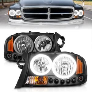 Dodge Dakota 97-04 / Durango 98-03 Headlights Black - Image 1