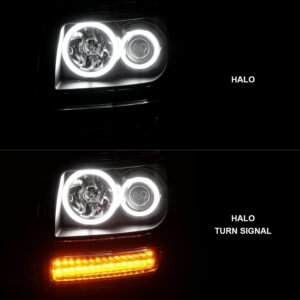 Dodge Nitro 07-12 Projector Headlights Black G2 Clear W/ Rx Halo and Led Signal - Image 2