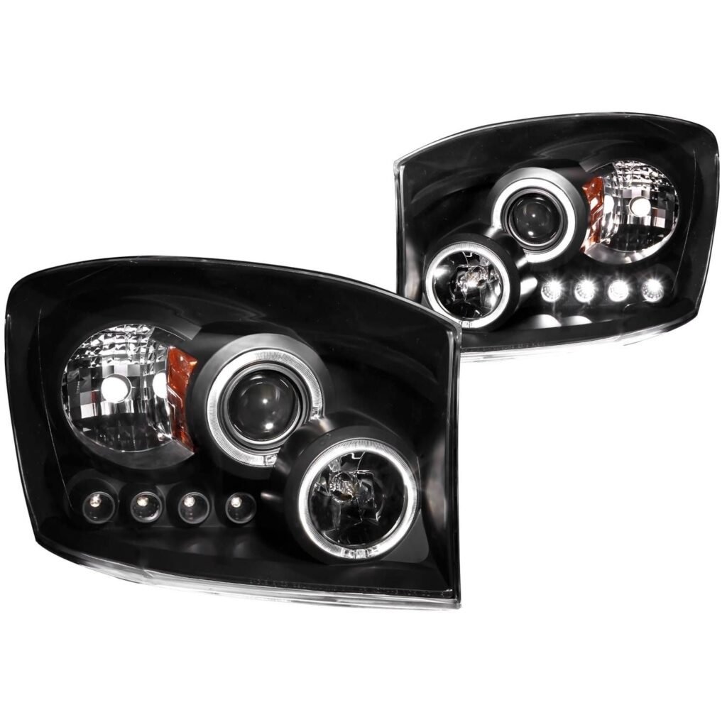 Dodge Ram 1500 06-08 / Ram 2500/3500 06-09 Projector Headlights W/ Led Halos Black Housing