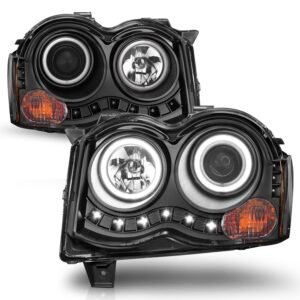 Jeep Grand Cherokee 08-10 Projector Headlights Black W/ Rx Halo - Image 2