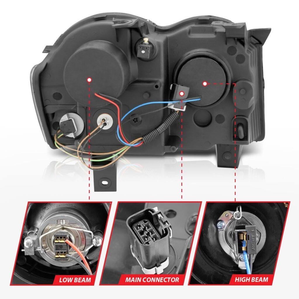 Jeep Grand Cherokee 08-10 Projector Headlights Black W/ Rx Halo