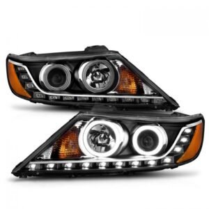 Kia Sorento 11-13 Projector Headlights Black W/ Rx Halo - Image 3