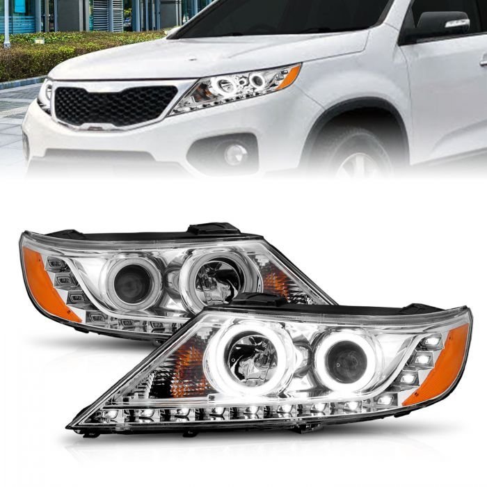 Kia Sorento 11-13 Projector Headlights Chrome W/ Rx Halo