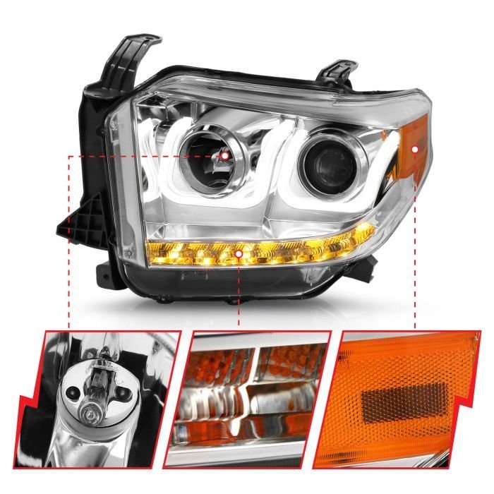 Toyota Tundra 14-17 Projector U-bar Style Headlights Chrome