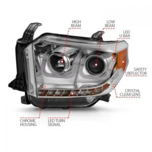 Toyota Tundra 14-17 Projector U-bar Style Headlights Chrome - Image 3