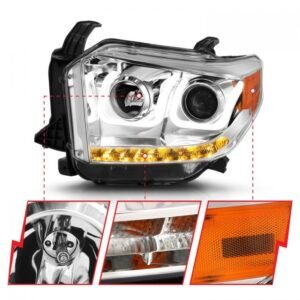 Toyota Tundra 14-17 / 18-21  Projector U-bar Style Headlights Chrome - Image 3