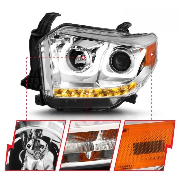 Toyota Tundra 14-17 / 18-21  Projector U-bar Style Headlights Chrome