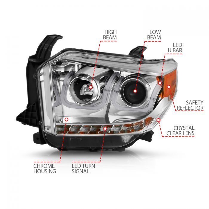 Toyota Tundra 14-17 / 18-21  Projector U-bar Style Headlights Chrome