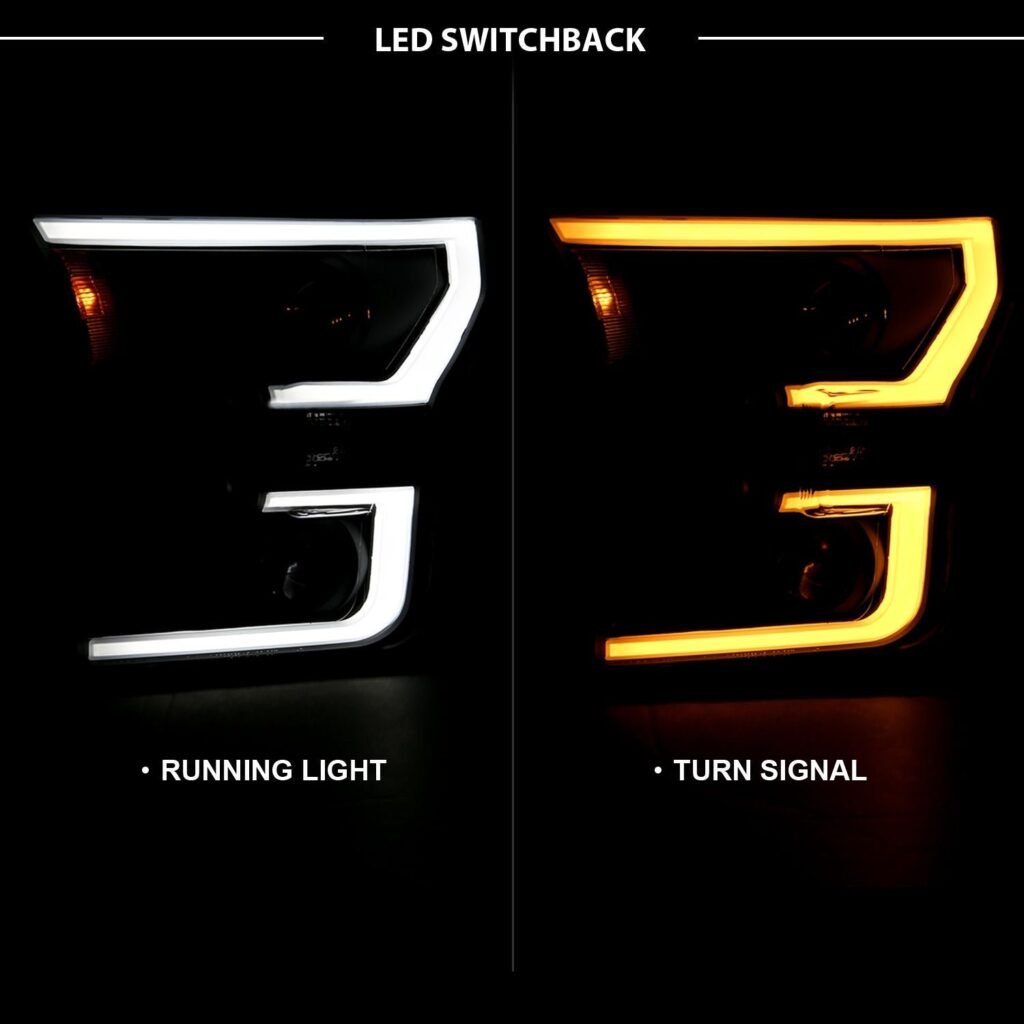 Ford F-150 15-17 Projector Plank Style Switchback Headlights W/ Black Housing