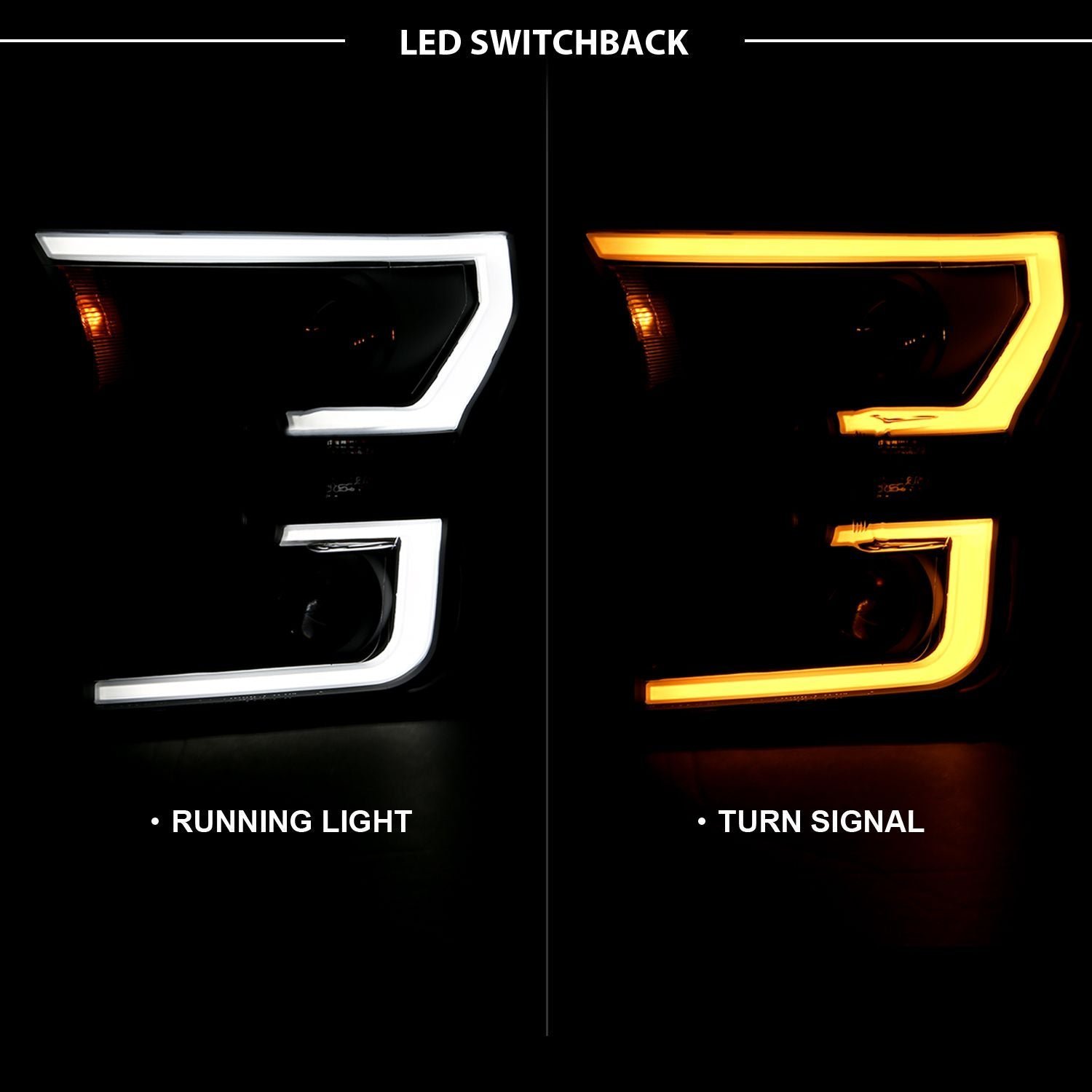 Ford F-150 15-17 Projector Plank Style Switchback Headlights W/ Black Housing - Image 2