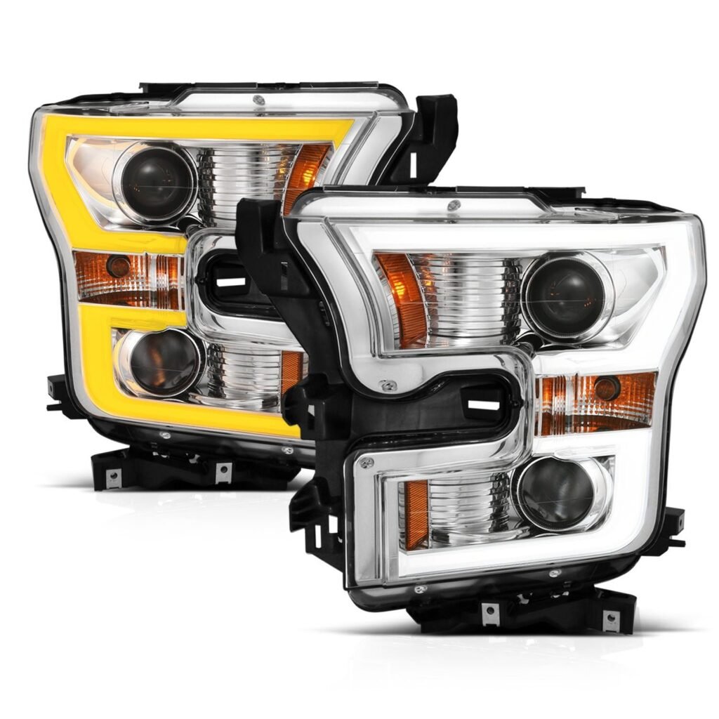 Ford F-150 15-17 Projector Plank Style Switchback Headlight W/ Chrome Housing