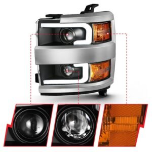 Chevy Silverado 2500hd/3500hd 15-19 Projector Headlight - Black - Image 3