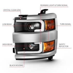 Chevy Silverado 2500hd/3500hd 15-19 Projector Headlight - Black - Image 4