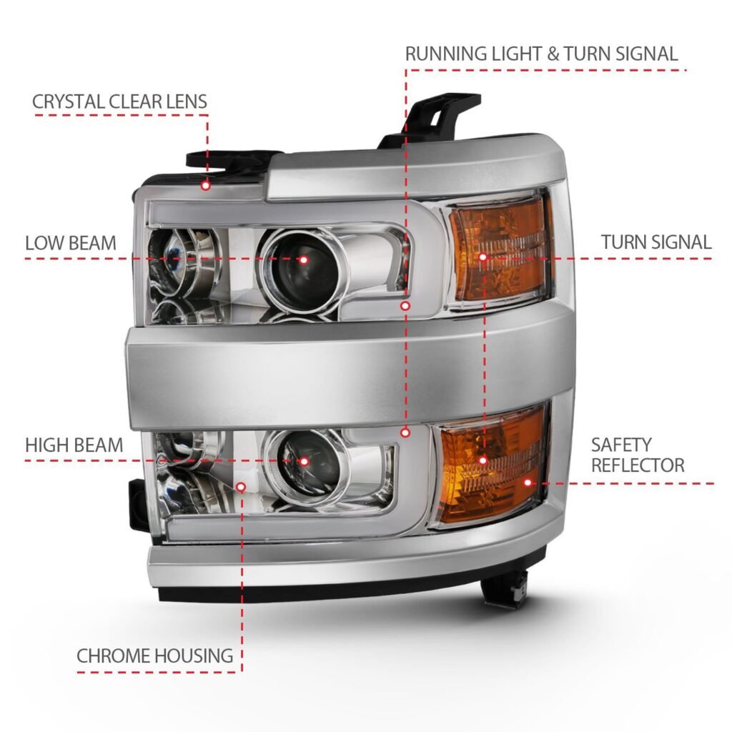 Chevy Silverado 2500hd/3500hd 15-19 Projector Headlight - Chrome