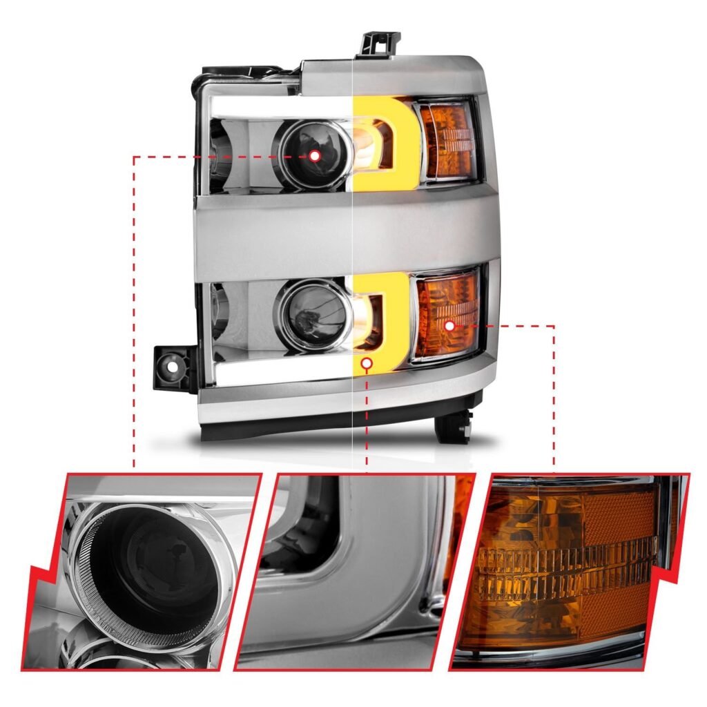 Chevy Silverado 15-19 2500hd/3500hd Projector Switchback Headlight - Chrome