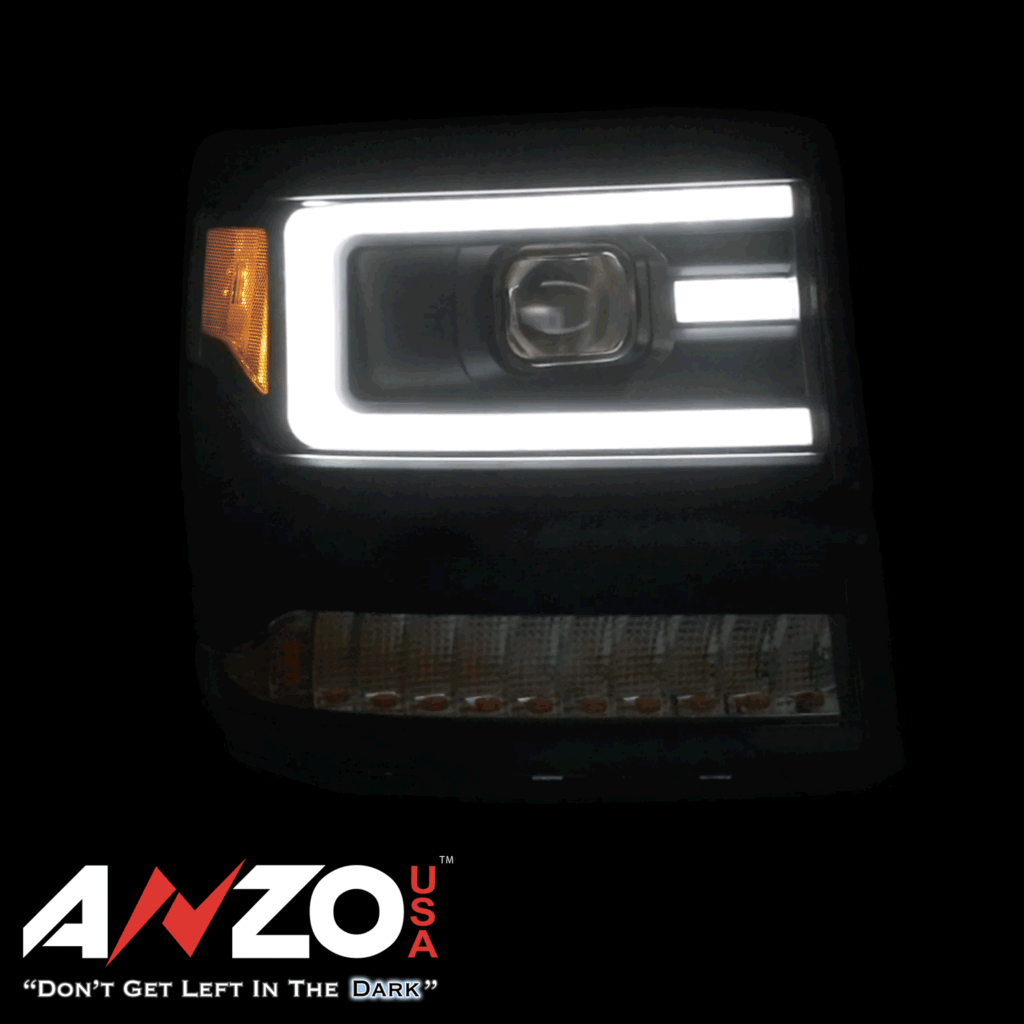 Chevy Silverado 1500 16-18 Projector Plank Style Headlights - Black