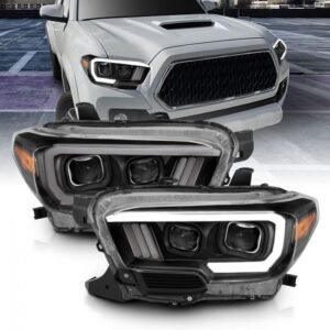 Toyota Tacoma 16-22 Projector Plank Style Headlights Black - Image 1