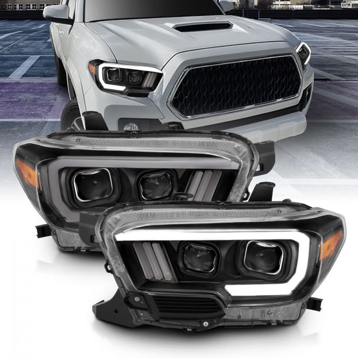 Toyota Tacoma 16-22 Projector Plank Style Headlights Black