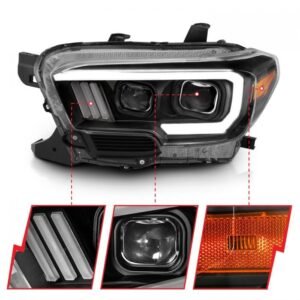 Toyota Tacoma 16-22 Projector Plank Style Headlights Black - Image 3