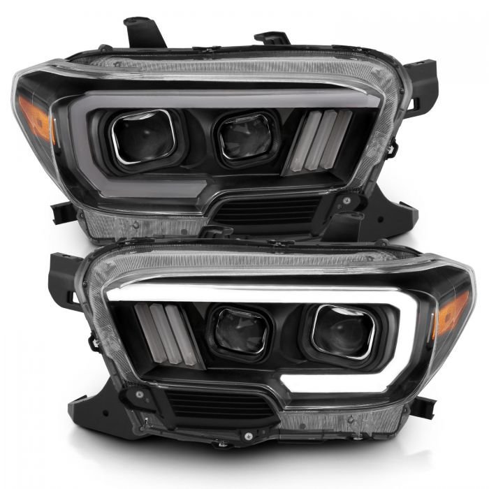 Toyota Tacoma 16-22 Projector Plank Style Headlights Black